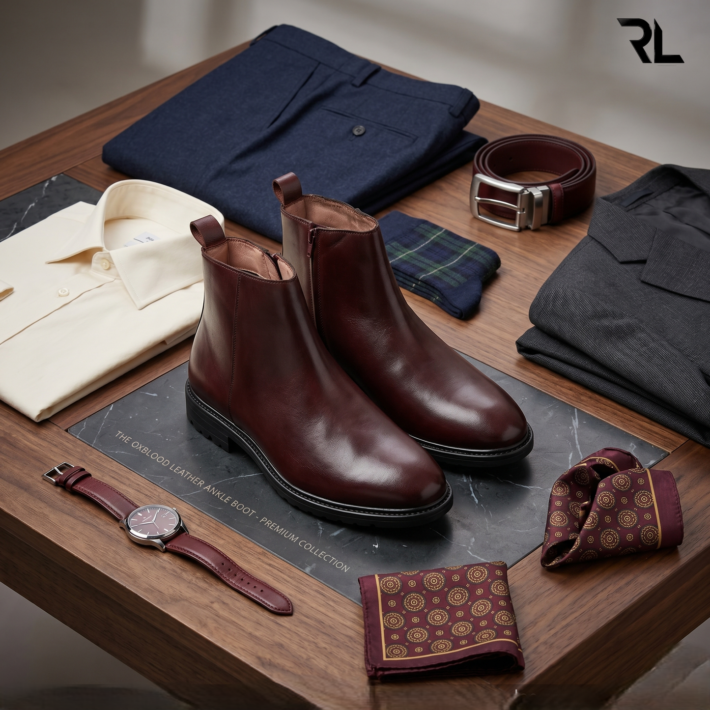 Leather Chelsea Boot with Zip - Brown - 1008