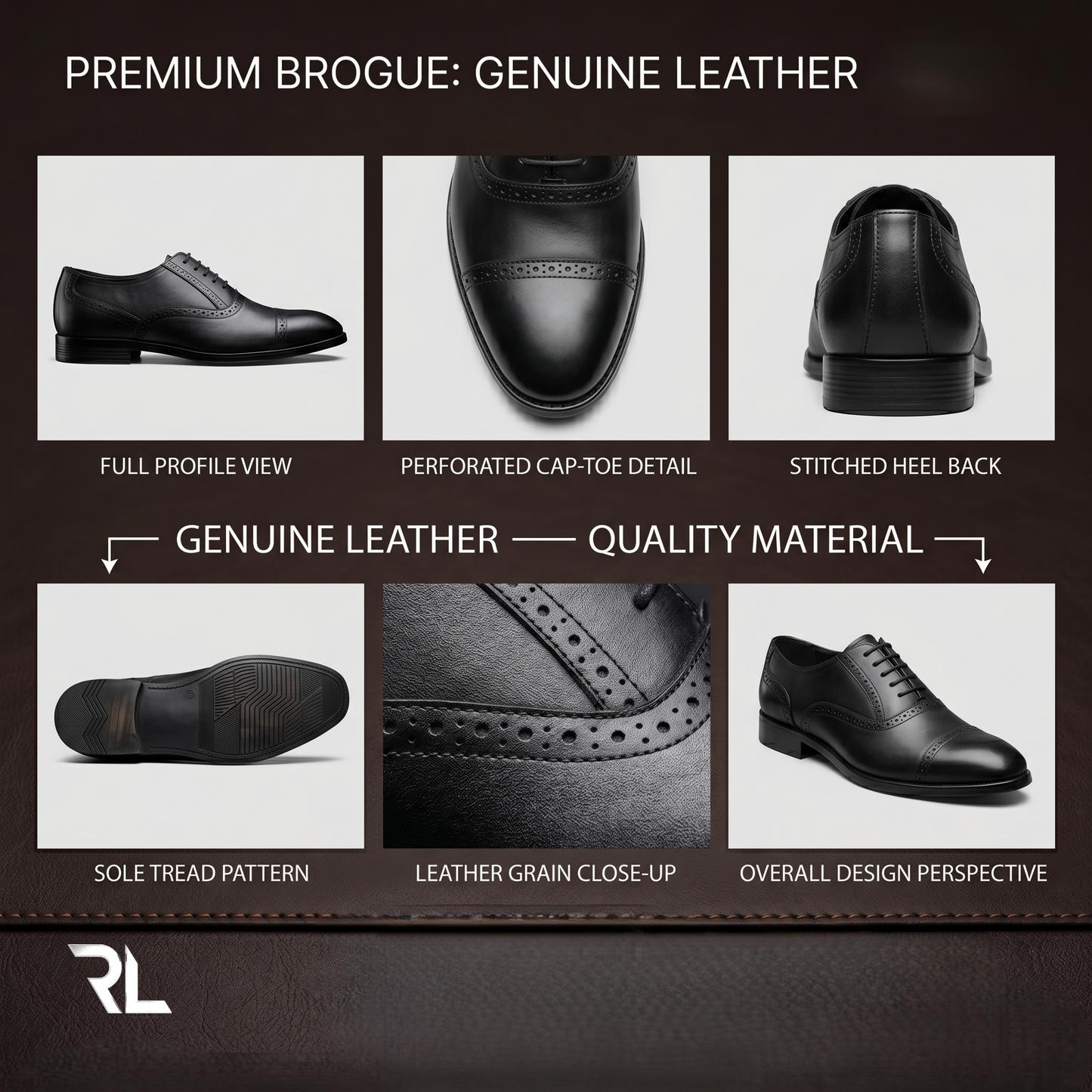 Leather Formal Shoe for Men - Black - 2021