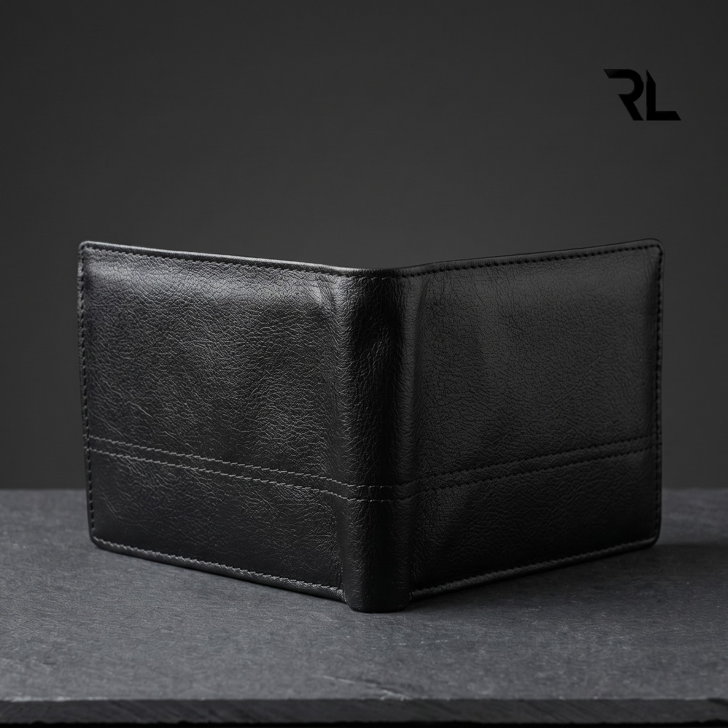 Classic Black Leather Bi-Fold Wallet for Men