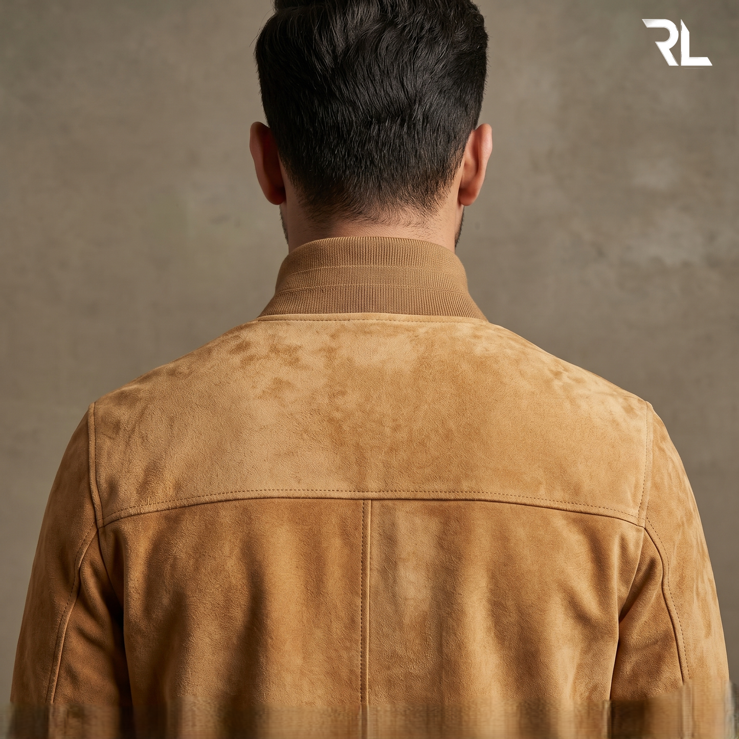 Suede Leather Bomber Jacket - Camel - 9001