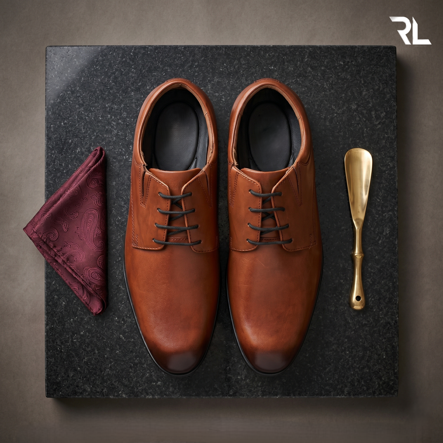 Leather Derby Shoe for Men's - Tan - 2005