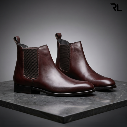 Leather Chelsea Boot for Men's - Brown - 1010