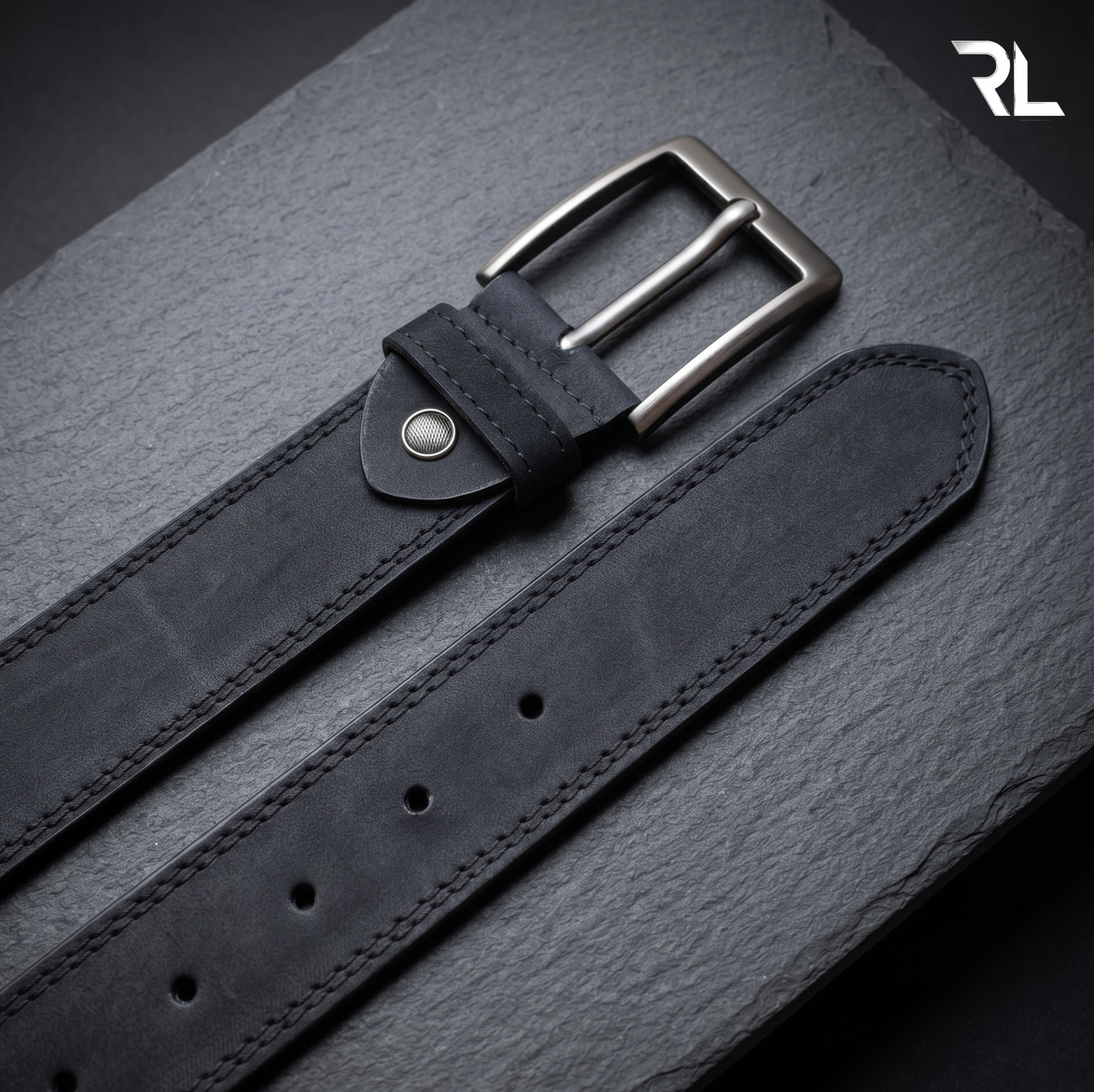 Nubuck Leather Casual Belt for Men's - Black