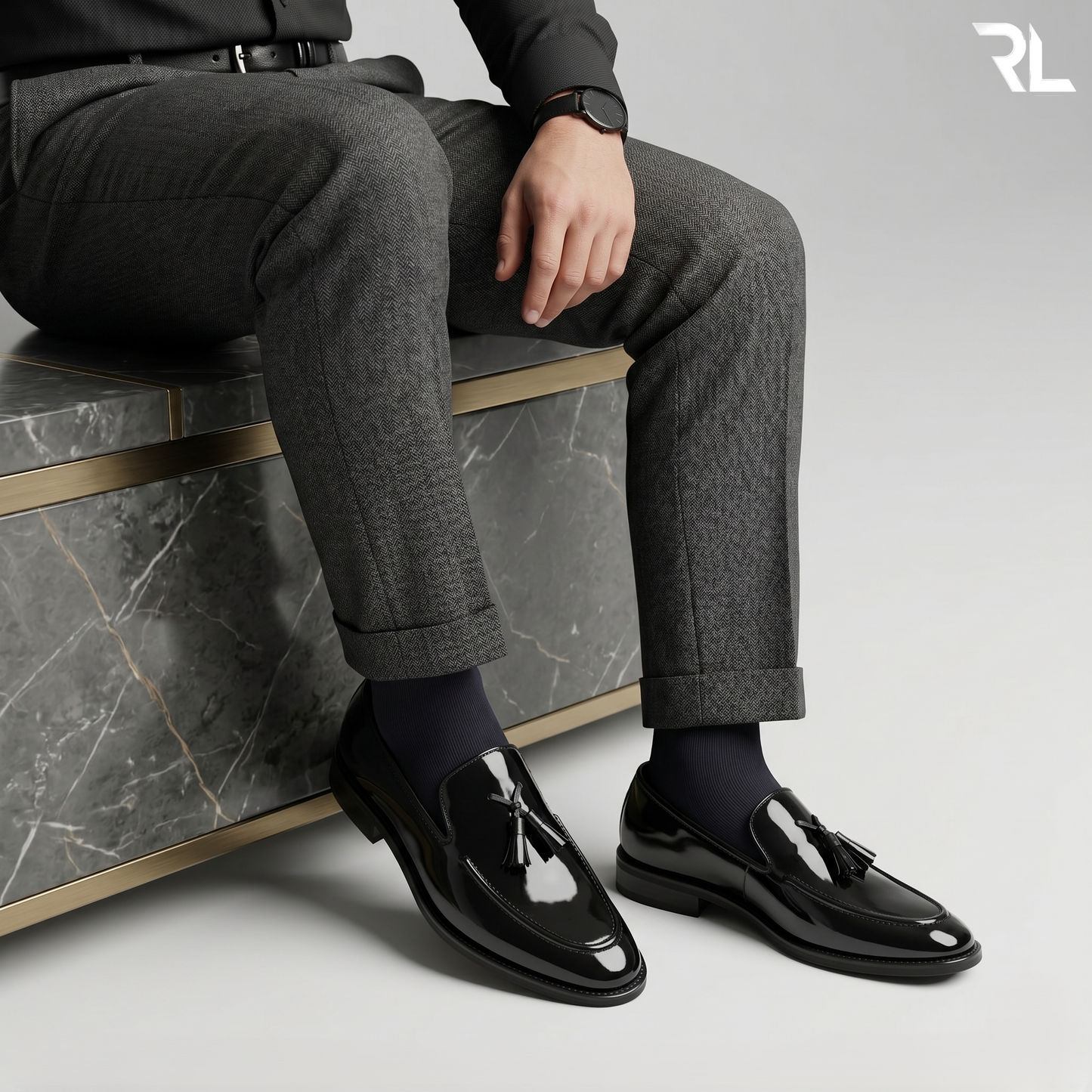 Patent Leather Tassel Loafer Black - 2015