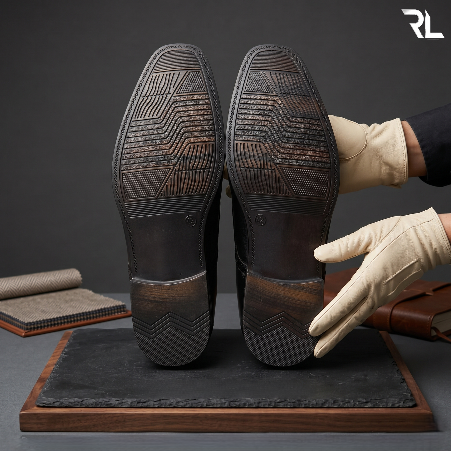 Oxford Textured Leather Shoe - Black - 2007