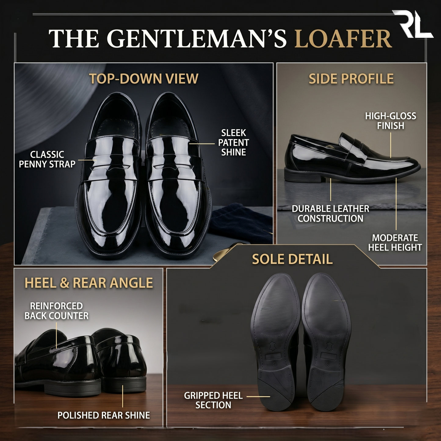 Patent Leather Penny Loafer For Men - Black - 2022