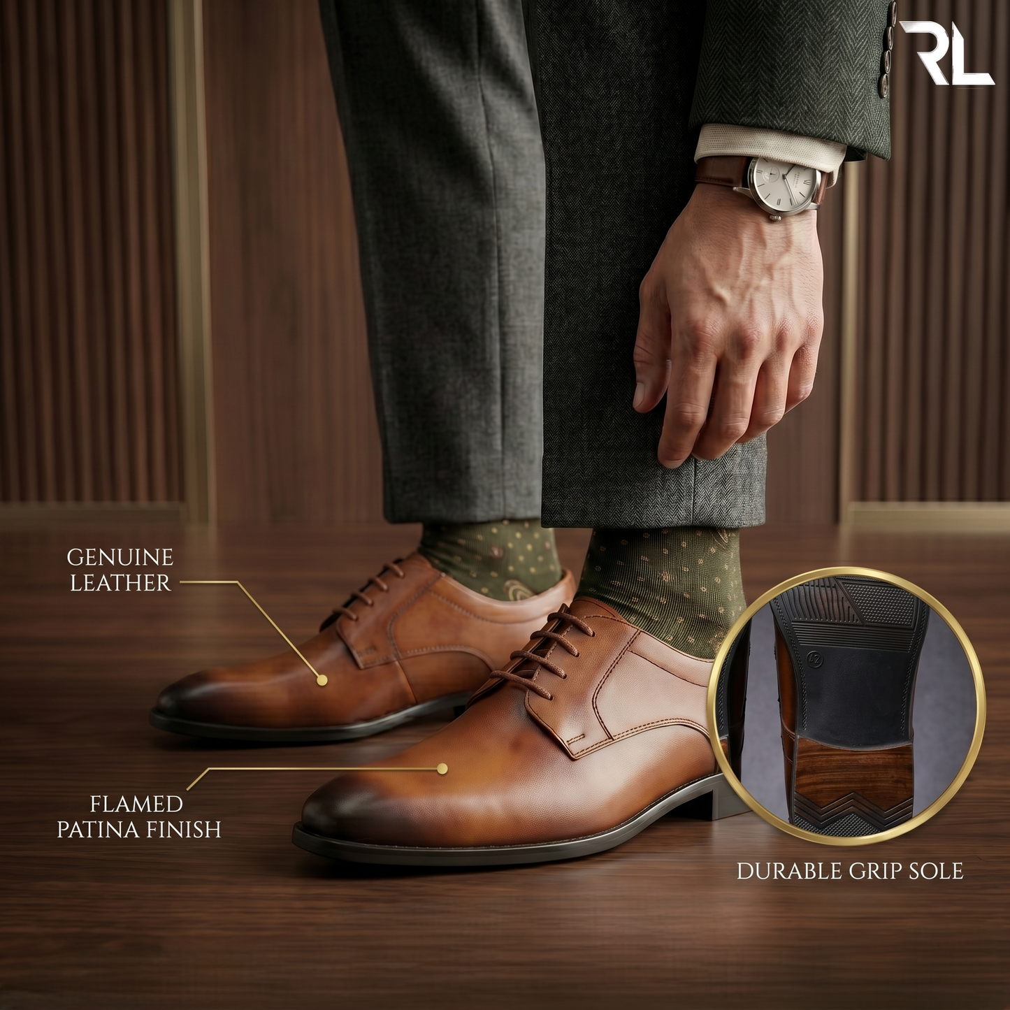 Derby Shoe for men's - Tan- 2004