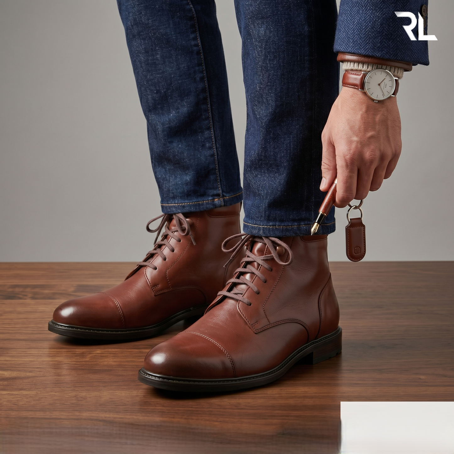 Lace up cap toe boot - Tan - 1007