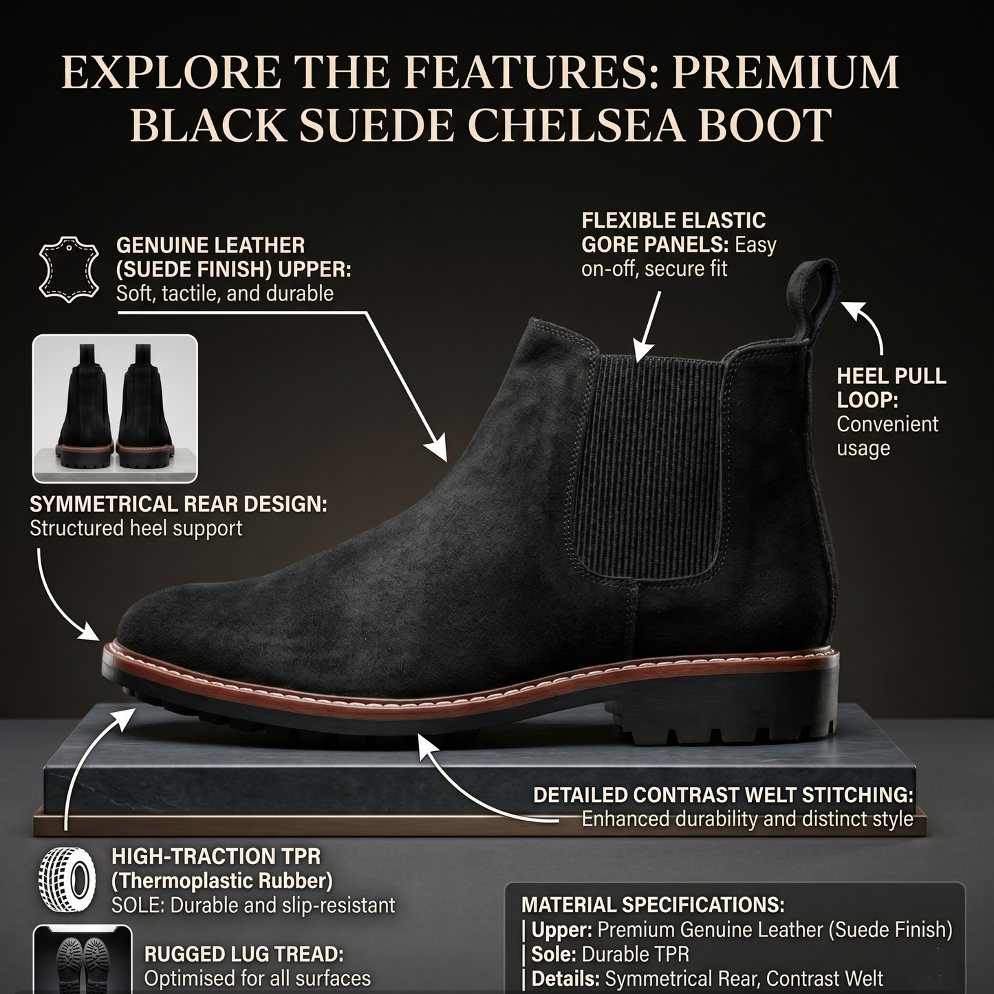 Suede Leather Chelsea Boot - 1002