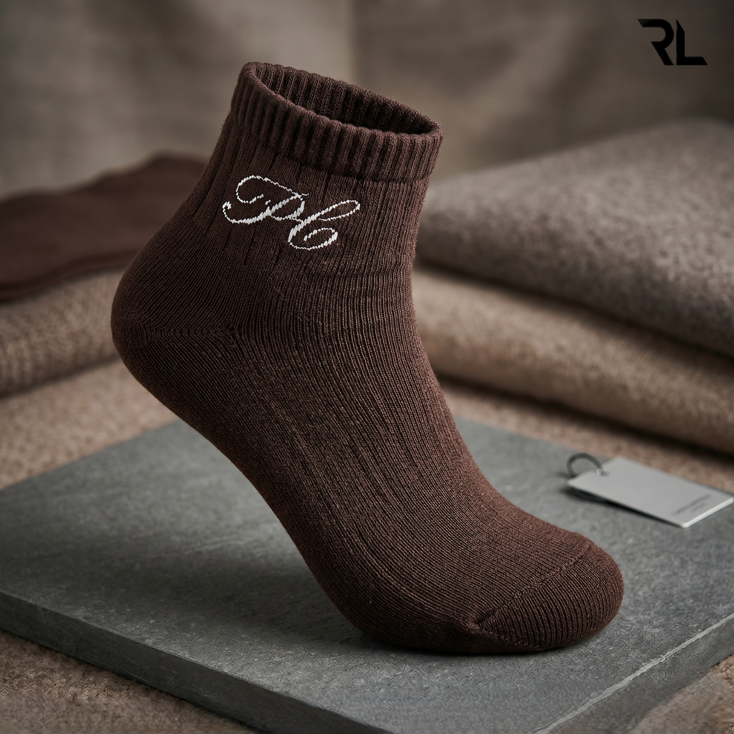 Thick Casual Ankle Socks - Brown ( 1 Pair) S002