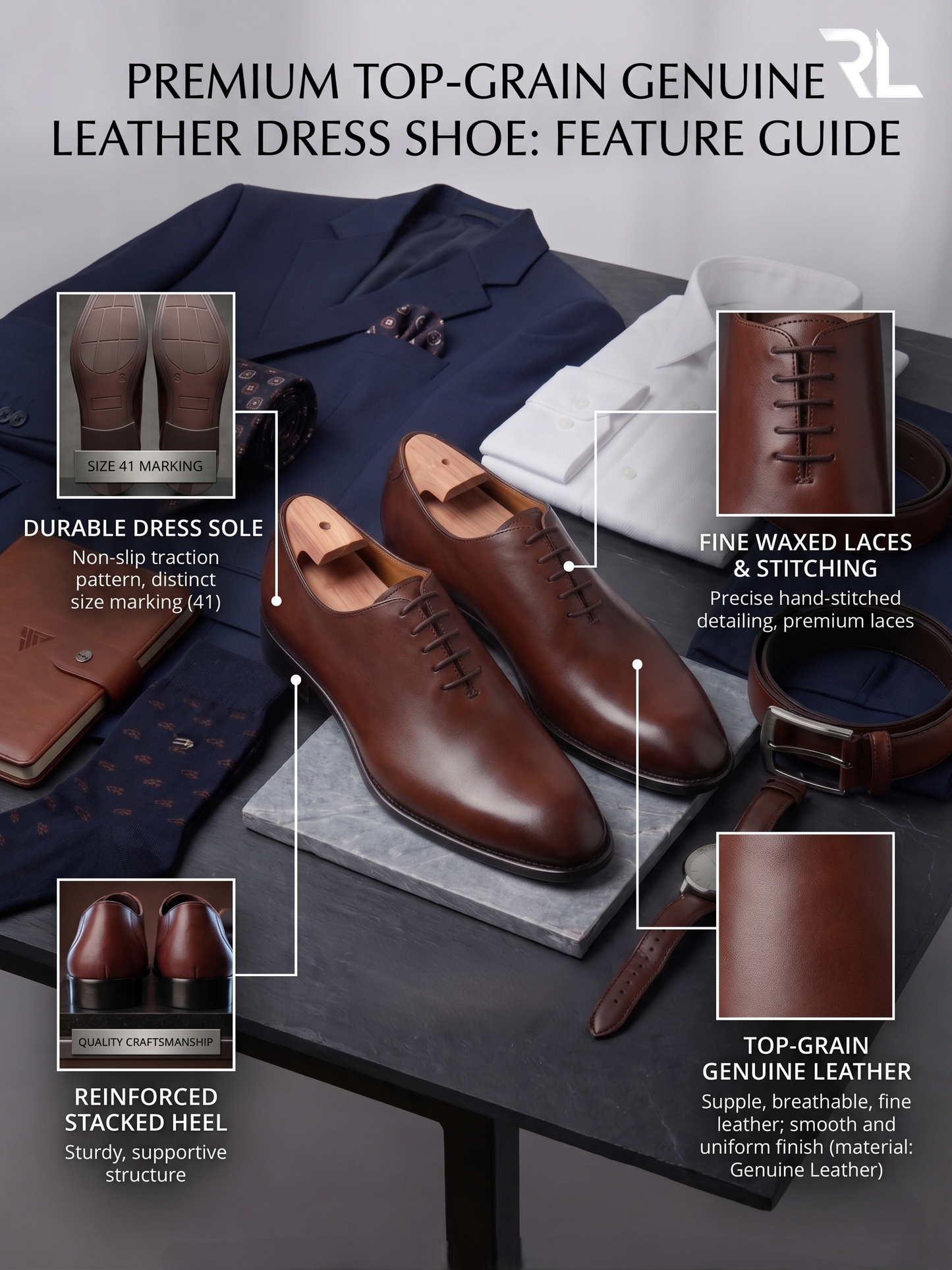 Leather Wholecut Shoe for Men's - 2009