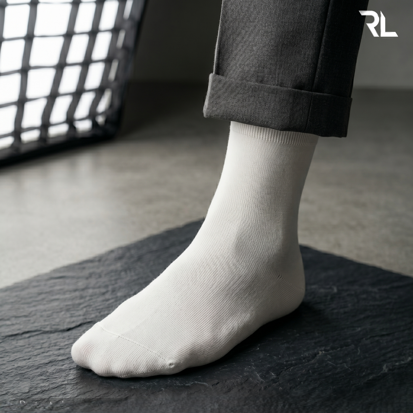 Thin Formal Socks White- 1 Pair - S010