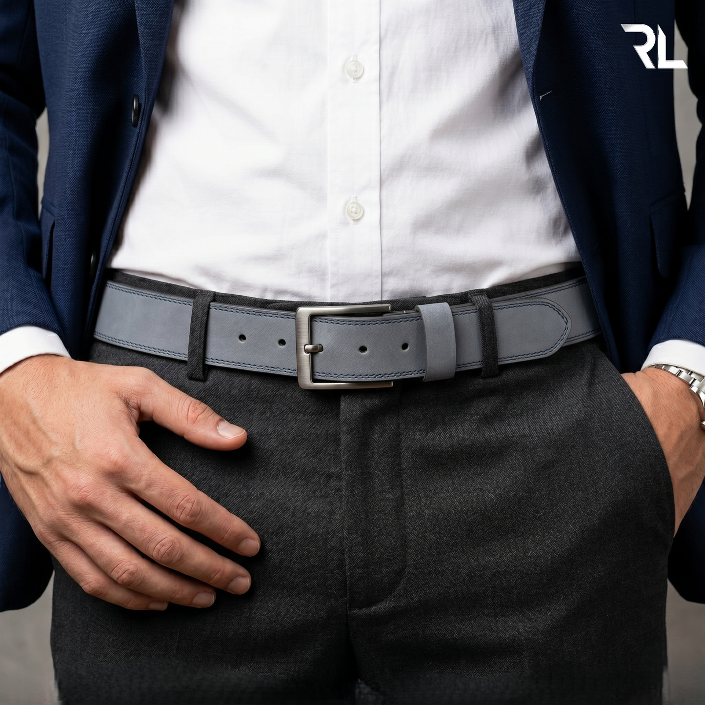Casual Nubuck Leather Belt for Men's - Grey