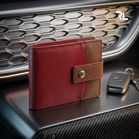 Premium Two-Tone Leather Wallet with Secure Snap Closure