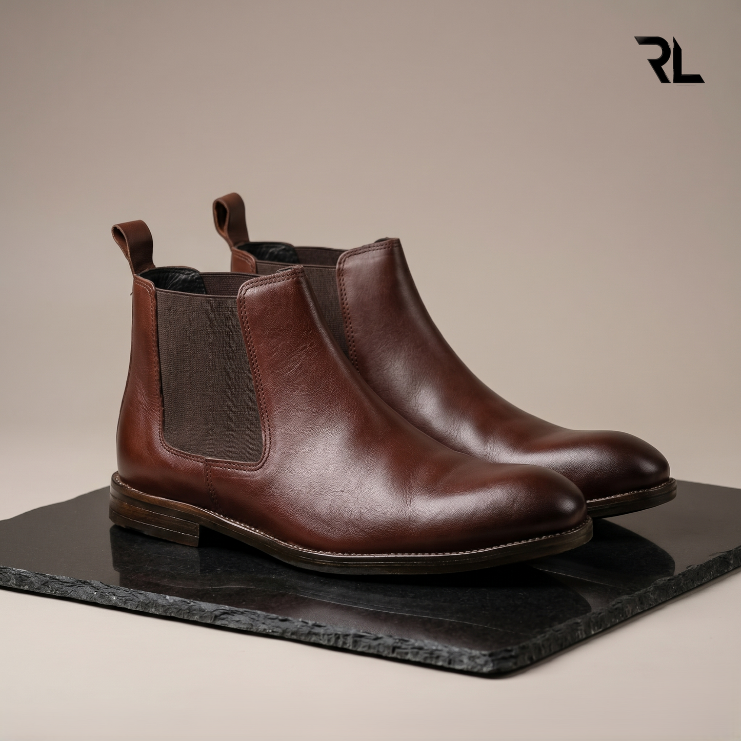Brown Leather Chelsea Boots for Men - 1005
