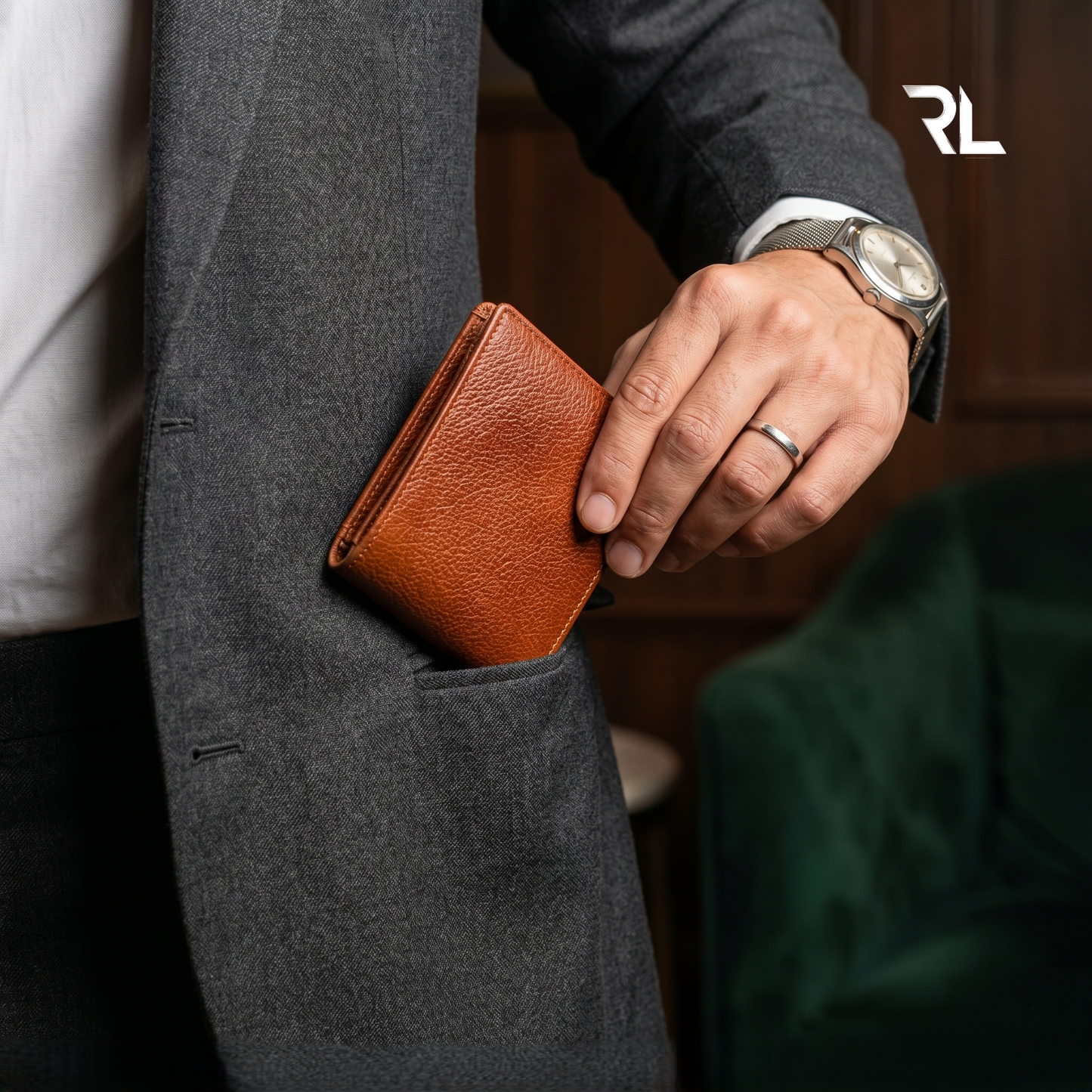 Classic Tan Leather Bifold Wallet with Coin Pocket