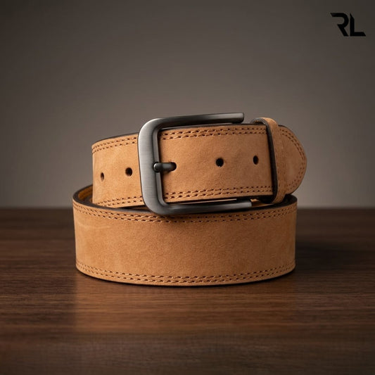 Casual Nubuck Leather Belt for Men's - Tan
